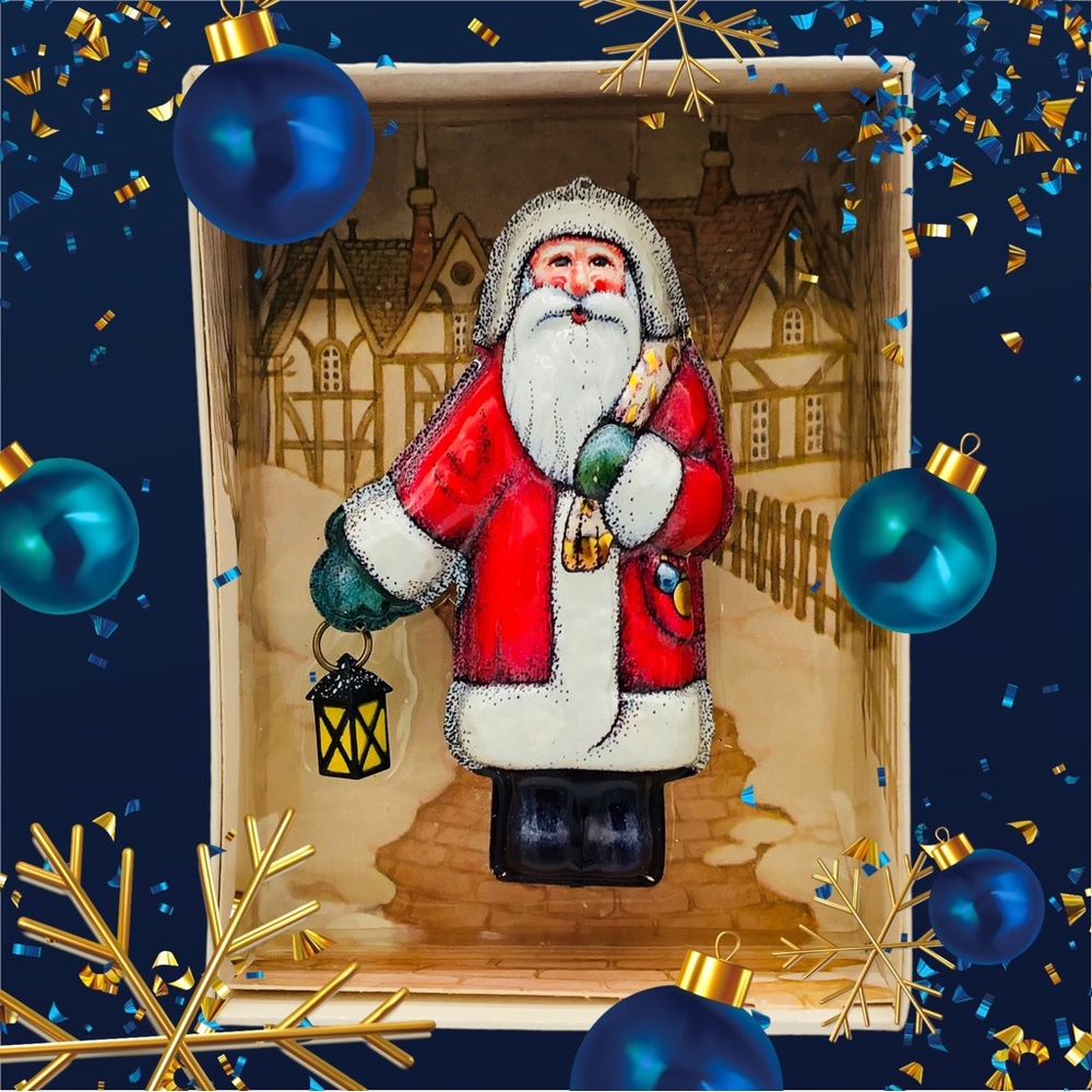 Vintage St. Nicholas Hallmark Keepsake Ornament 1980's Tin Christmas Santa Boxed